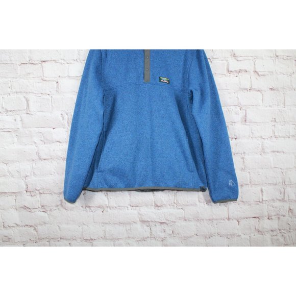 LL Bean Blue Smooth Rugged Knit Comfort Fleece Pullover Sweater Size L - Picture 3 of 9